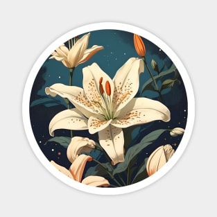 White Lilies In Space Magnet